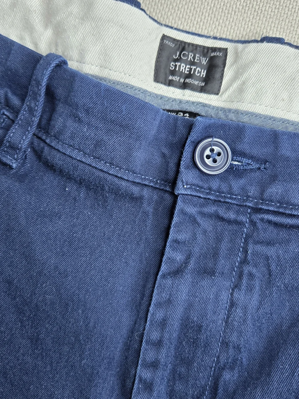 J. Crew Stretch Men's 34 x 30 Blue Flat Front Chino Pants Classic Preppy